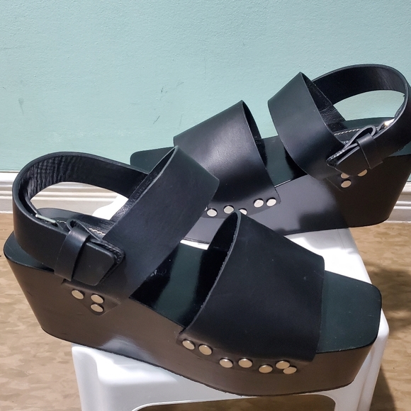 NEW PROENZA SCHOULER Black Calf Leather Studded Clogs Flatform Sandals sz 41 - Picture 4 of 16